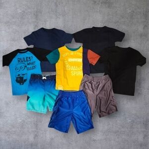 Boys Clothes Lot Size 6/7  T-shirts Shorts Swimming Trunks 8 Pieces